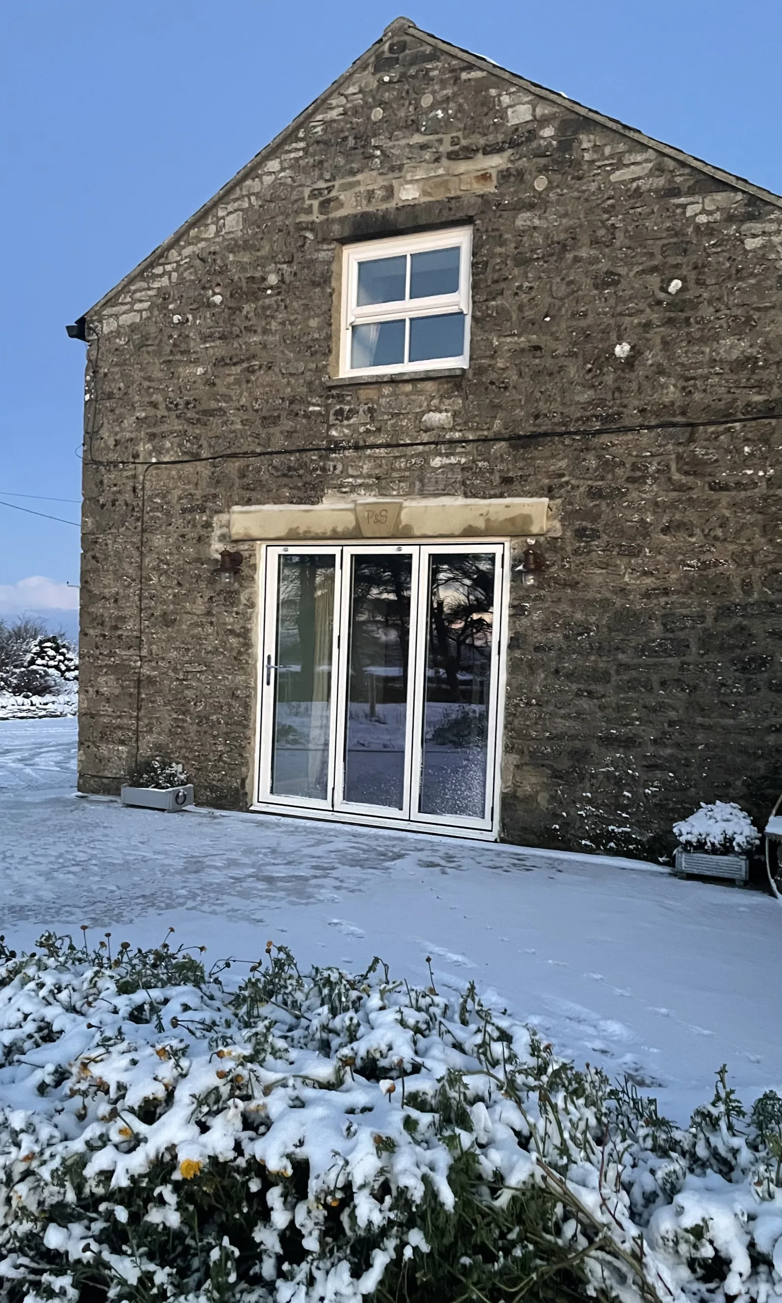 Snowy farm landscape